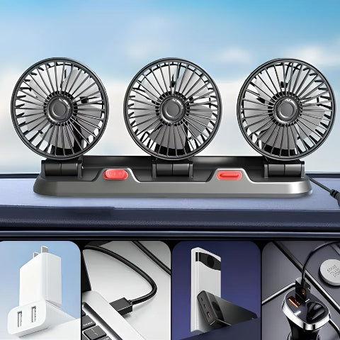 Mini Ventilator Met Drie Koppen – Optimale Frisheid In De Auto
