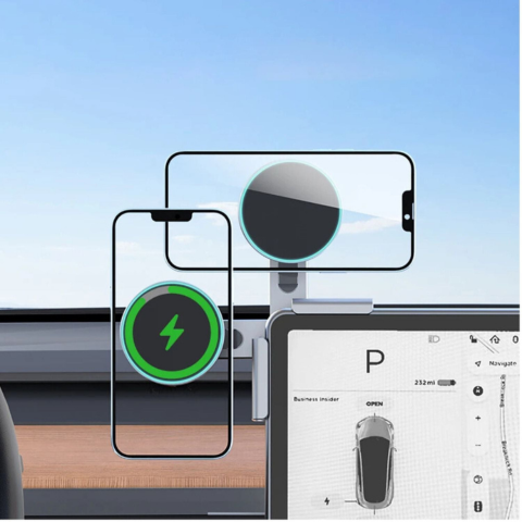 Support Telefonico Per Tesla — Fissaggio Magnetico E Ricarica Senza Fili