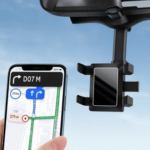 دعم هاتف السيارة — تثبيت على المرآة القابلة للتعديل