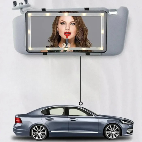 Led Car Makeup Mirror - Compact Design & Adjustable Light