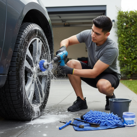ערכת ניקוי לרכב — רב תכליתית עם תיק אחסון 