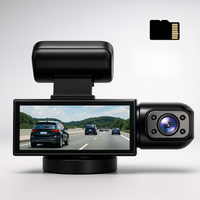 Dashcam כפולה Full HD לרכב - ראיית לילה + מצלמה פנימית 