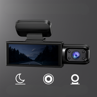 Dashcam כפולה Full HD לרכב - ראיית לילה + מצלמה פנימית 