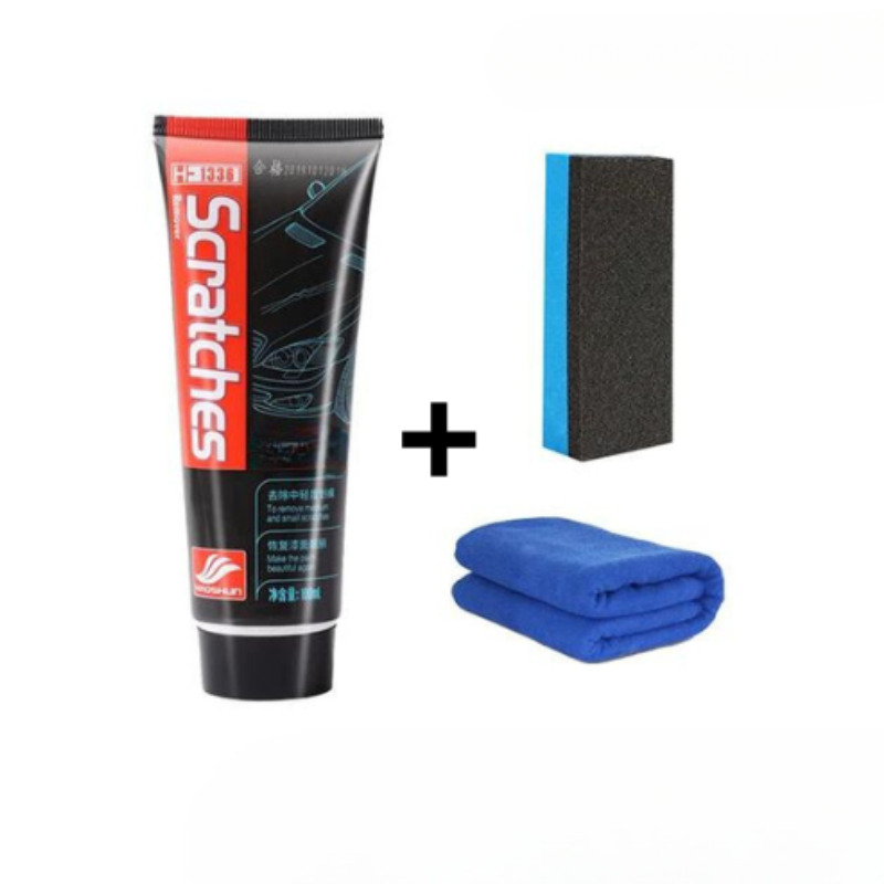 Kit de Borrado de Rayones para Coche – Crema Renovadora de Pintura + Esponja Aplicadora 