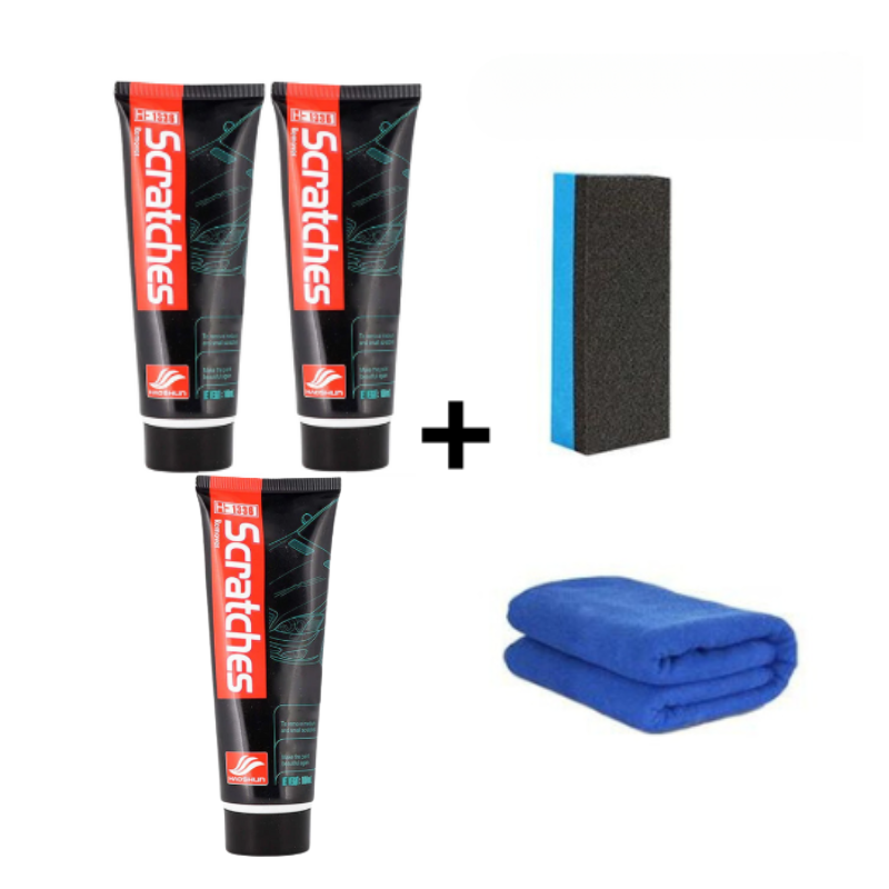 Kit de Borrado de Rayones para Coche – Crema Renovadora de Pintura + Esponja Aplicadora 
