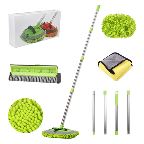 Multifunctionele Auto Was Kit — Verstelbare Handgreep & Zachte Doek 